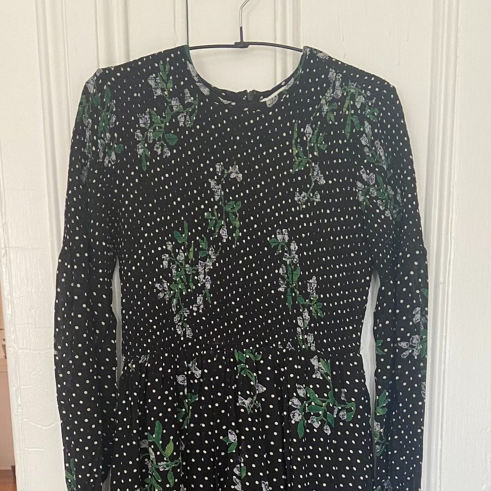 Ganni Black Rometty Georgette Smock Dress size 34